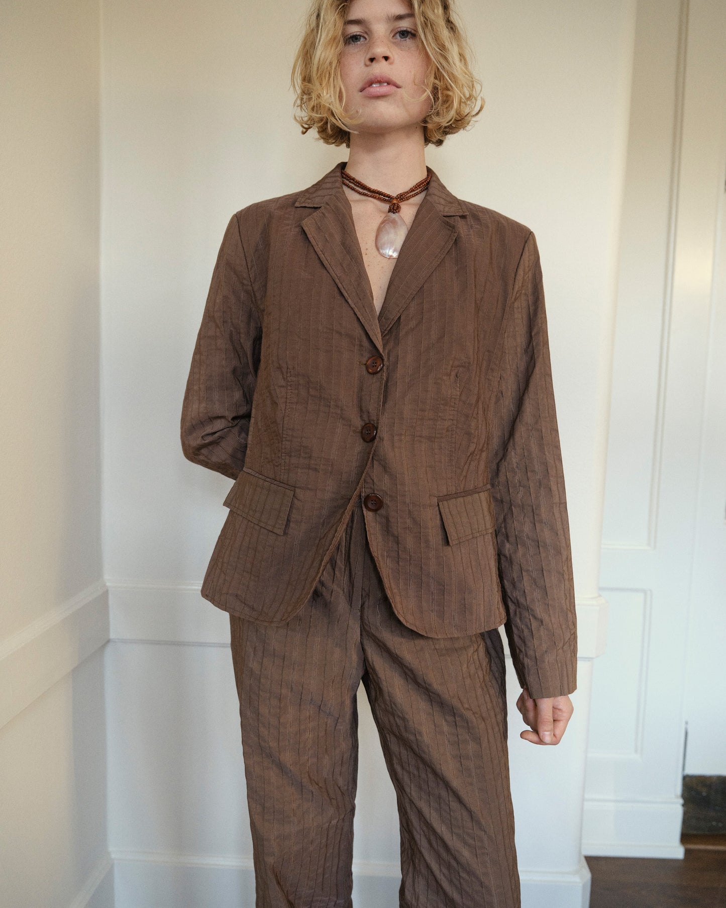 Crinkled Striped Suit