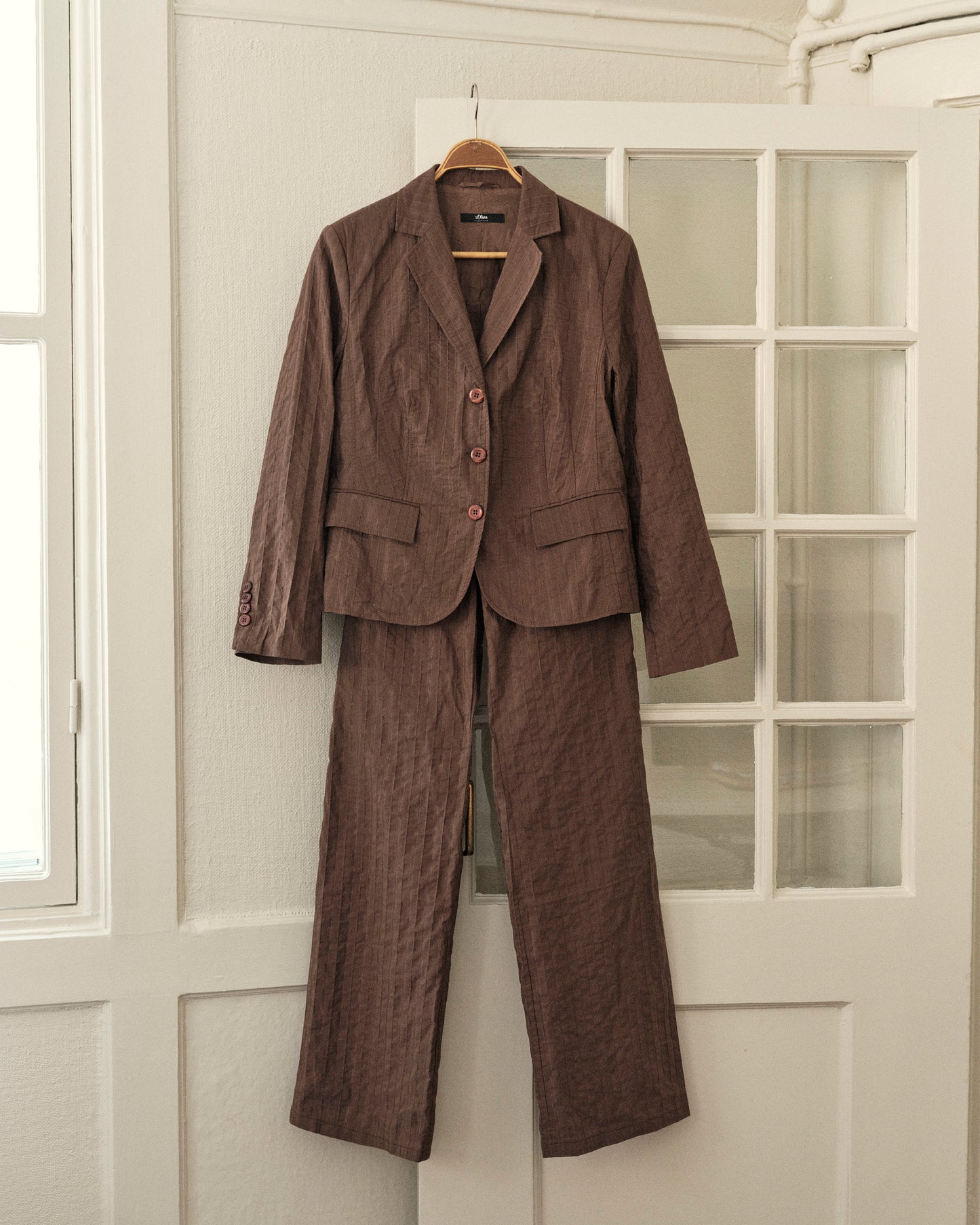 Crinkled Striped Suit